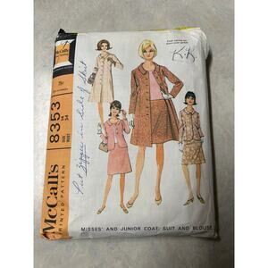 Vintage 1960's McCalls Pattern #8353 Misses Juniors Coat Suit Blouse Size 14